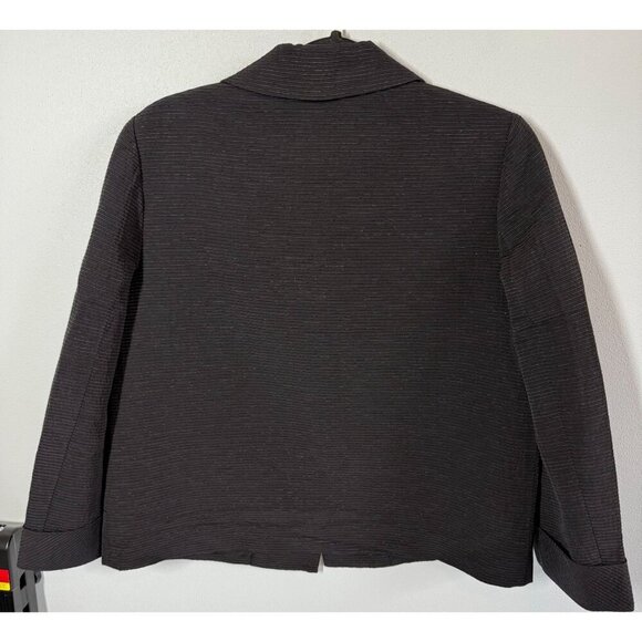 Elie Tahari Womens Black Textured 2 Button Lined Blazer Large Folded Cuffs - Picture 2 of 10